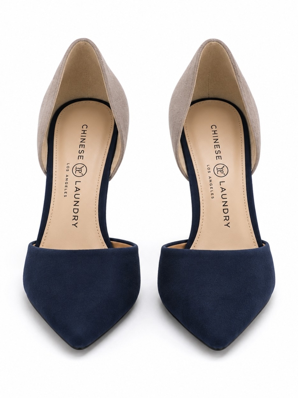 Chinese Laundry Navy & Taupe D’Orsay Pointed Toe Stiletto Heels Pumps